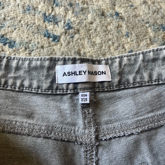 Ashley Manson bow pocket wide leg jeans gray size 7/28 - Picture 3 of 5